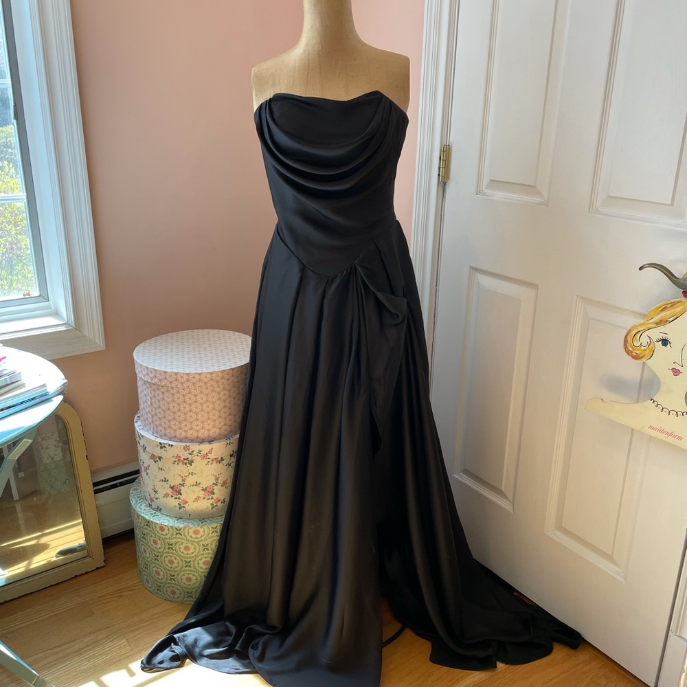 New, Never-Worn Black Strapless Gown